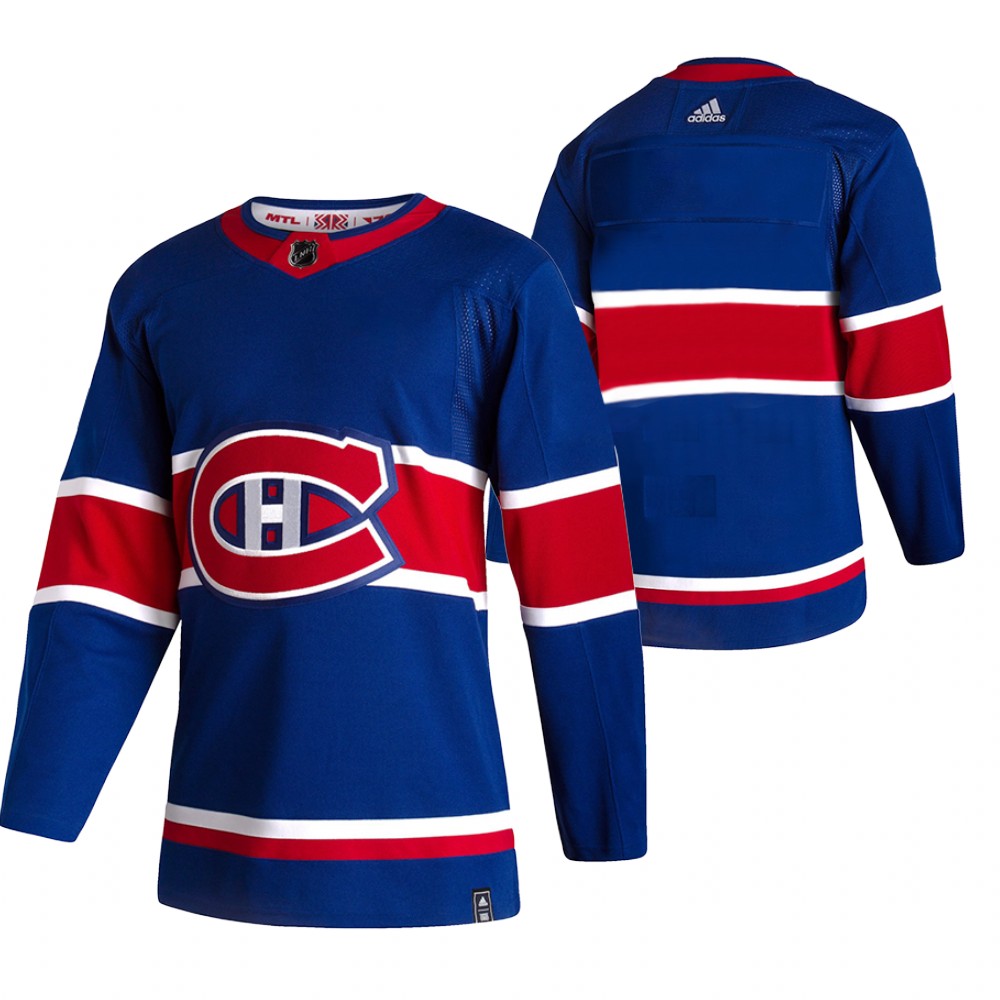 2021 Adidias Montreal Canadiens Blank Blue Men  Reverse Retro Alternate NHL Jersey